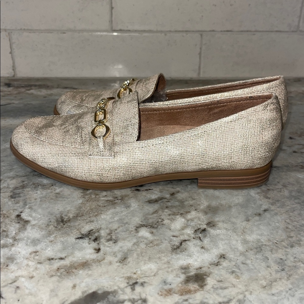 Naturalizer Gold Buckle Linen Ladies Loafers Size 8.5 - Picture 5 of 8
